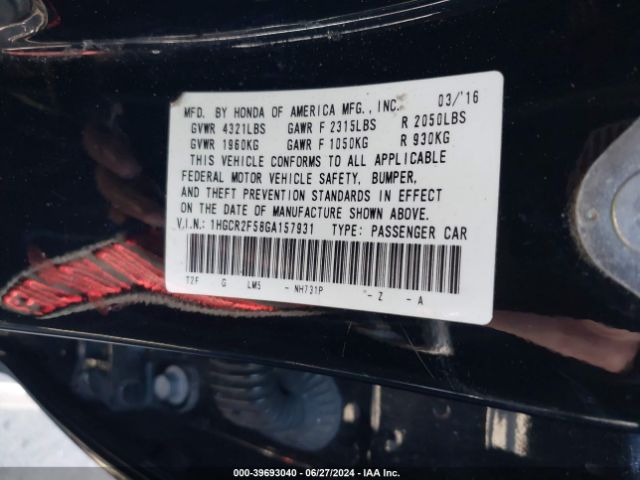 1HGCR2F58GA157931 Honda Accord Sport