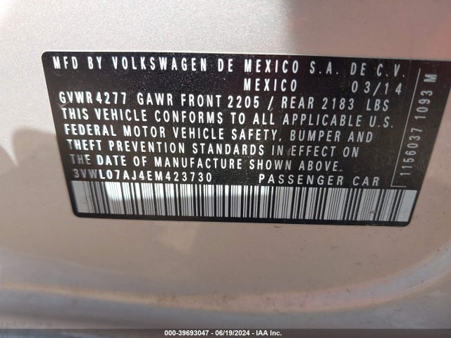 3VWL07AJ4EM423730 Volkswagen Jetta 1.8t Sel