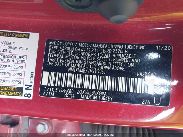 Toyota C-HR XLE 2021 NMTKHMBX2MR119950 Image 9