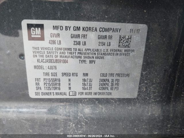 KL4CJASB3JB591004 Buick Encore Preferred