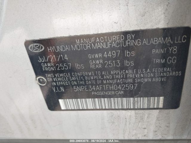 5NPE34AF1FH042597 Hyundai Sonata Limited