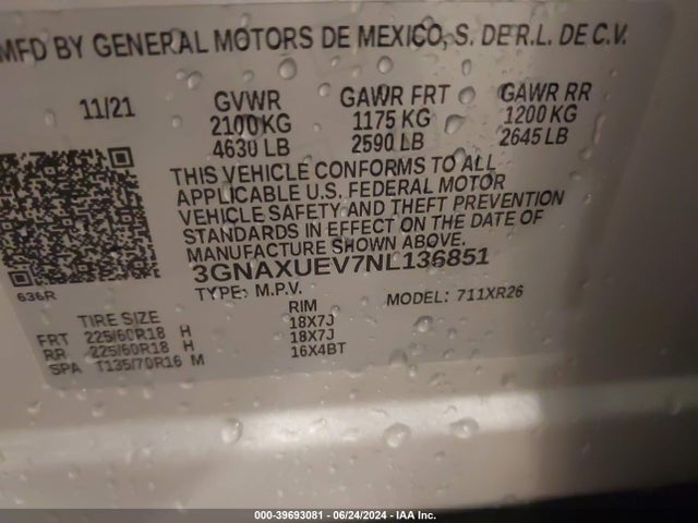 Chevrolet Equinox Awd Lt 2022 3GNAXUEV7NL136851 Image 9