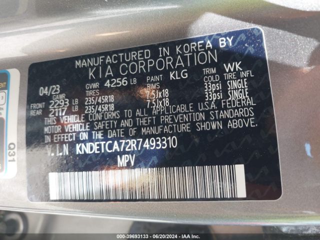 KNDETCA72R7493310 KIA Seltos Sx Turbo