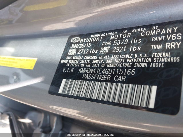 Hyundai Genesis 3.8 2016 KMHGN4JE4GU115166 Image 9