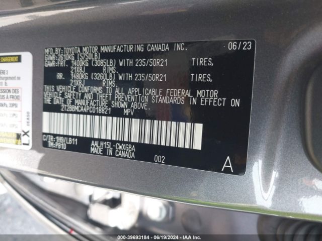 2T2BBMCA4PC018821 Lexus Rx 350h Premium Plus