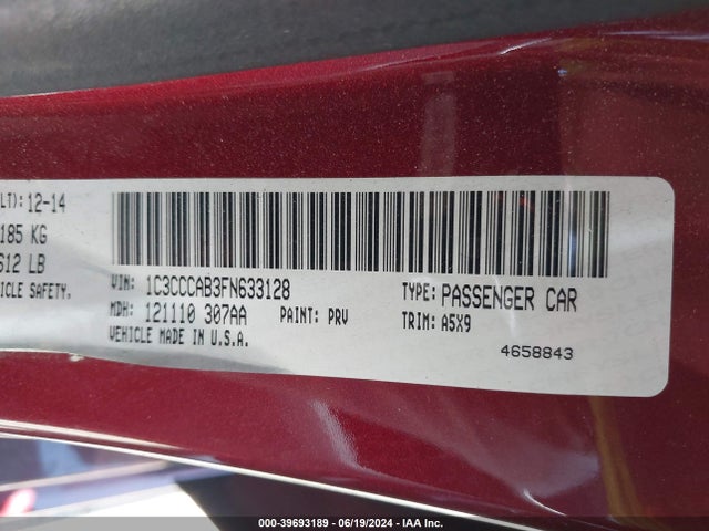 1C3CCCAB3FN633128 Chrysler 200 Limited