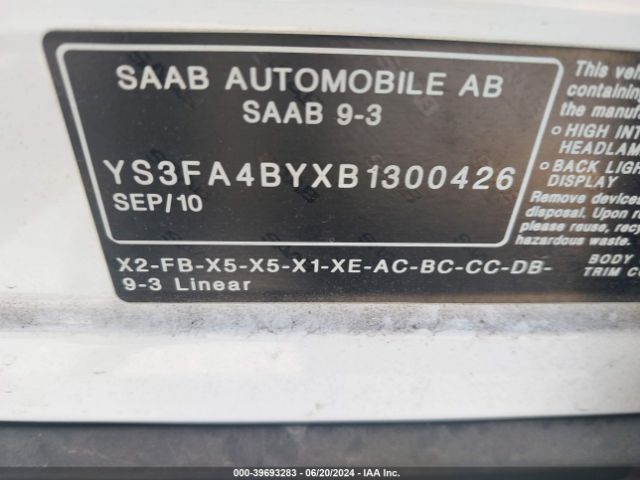 2011 SAAB 9-3 YS3FA4BYXB1300426 Photo 8