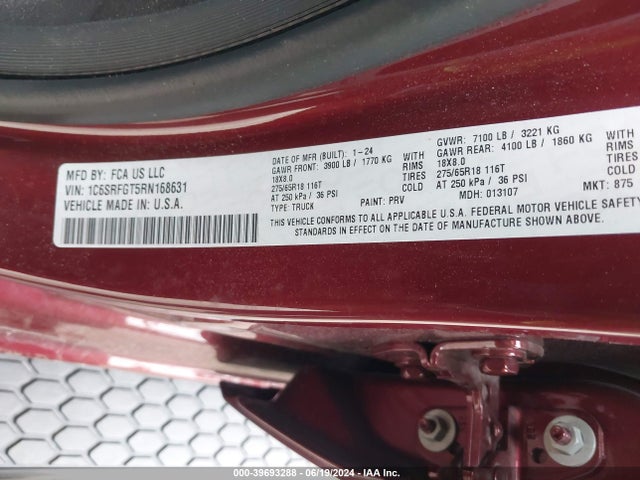 1C6SRFGT5RN168631 RAM 1500 Tradesman  4x4 5'7 Box