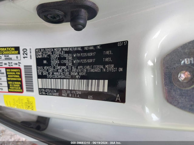 Toyota Sienna Xle 8 Passenger 2017 5TDYZ3DC8HS843323 Image 9