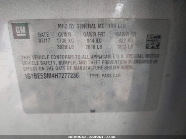 Chevrolet Cruze Lt Auto 2017 1G1BE5SM4H7277236 Image 9