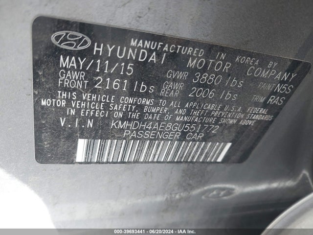 Hyundai ELANTRA SE 2016 KMHDH4AE8GU551772 Image 9