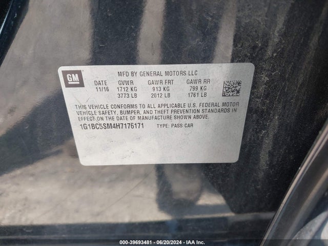 Chevrolet Cruze Ls Auto 2017 1G1BC5SM4H7176171 Image 9
