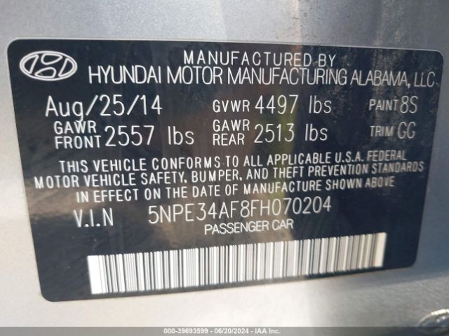 5NPE34AF8FH070204 Hyundai Sonata Limited