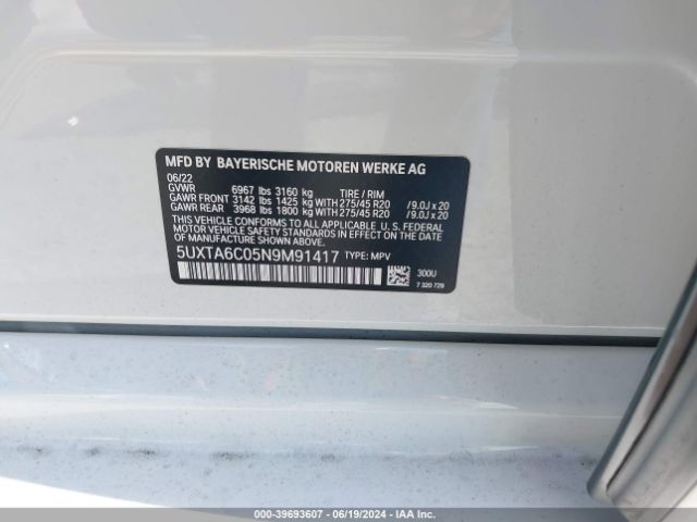 5UXTA6C05N9M91417 BMW X5 Phev Xdrive45e