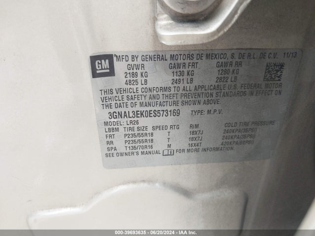 Chevrolet Captiva Sport Lt 2014 3GNAL3EK0ES573169 Image 9