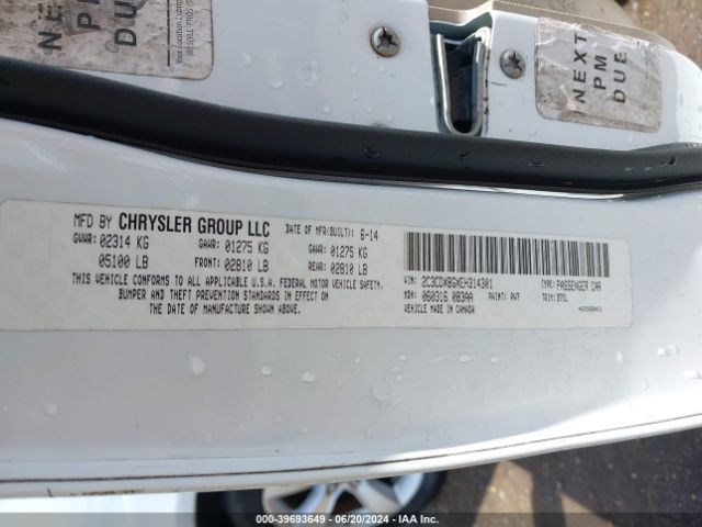 2C3CDXBGXEH314301 Dodge Charger Se