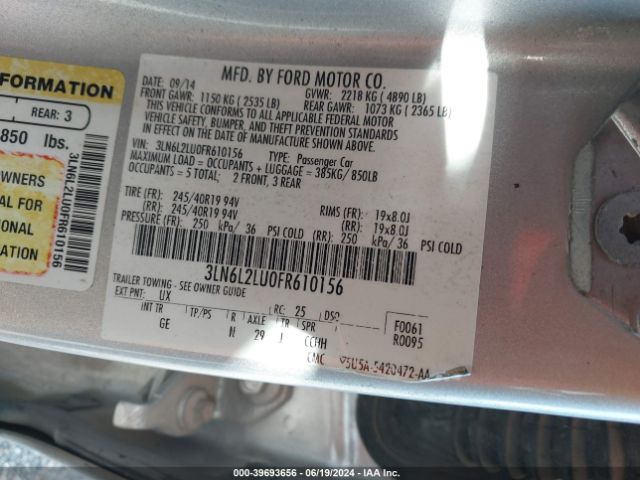3LN6L2LU0FR610156 Lincoln MKZ HYBRID
