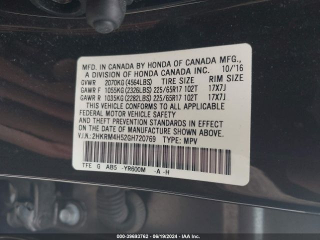 2HKRM4H52GH720769 Honda CR-V EX