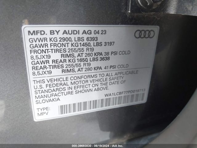 WA1LCBF77PD019713 Audi Q7 Premium Plus 45 Tfsi Quattro Tiptronic