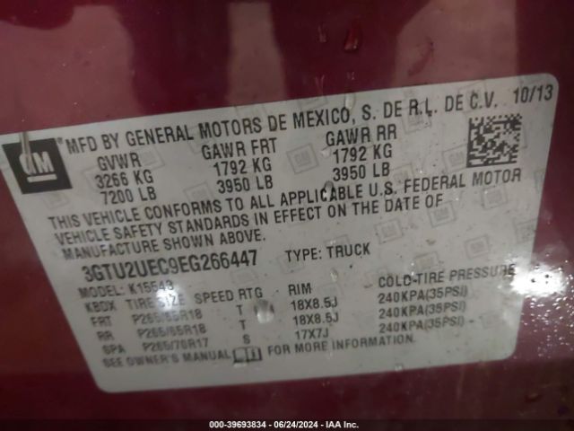 3GTU2UEC9EG266447 GMC Sierra 1500 Sle