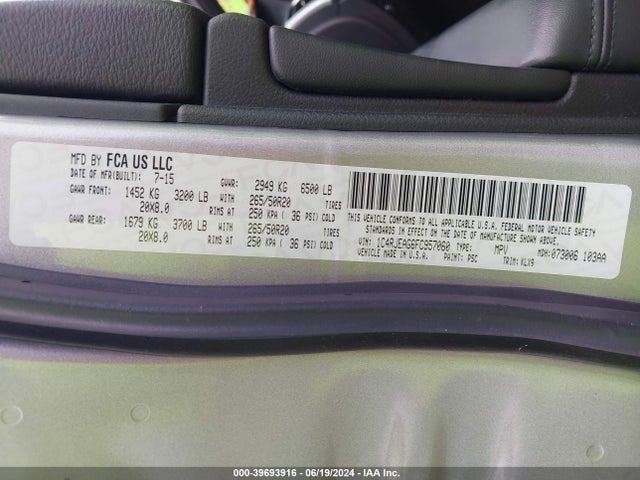 1C4RJEAG6FC957060 Jeep Grand Cherokee Altitude