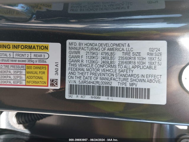 Honda Cr-v Ex Awd 2024 5J6RS4H42RL009952 Image 9