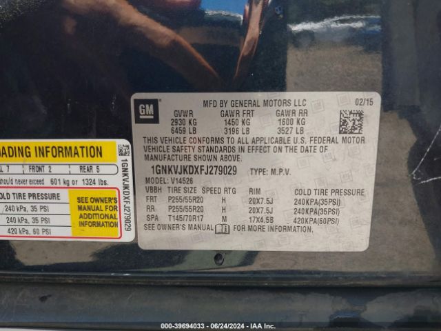 1GNKVJKDXFJ279029 Chevrolet Traverse Ltz