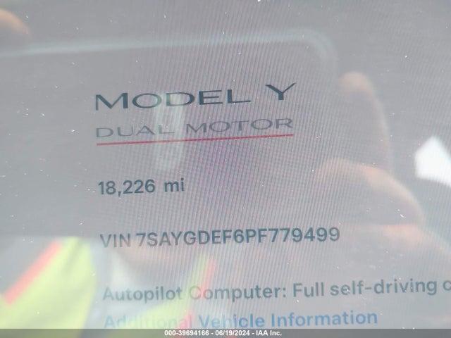 7SAYGDEF6PF779499 Tesla Model Y Awd/performance Dual Motor All-wheel Drive