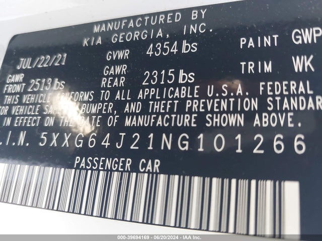 KIA K5 Gt-line 2022 5XXG64J21NG101266 Image 9