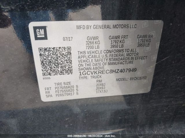 1GCVKREC8HZ407949 Chevrolet Silverado 1500 2lt