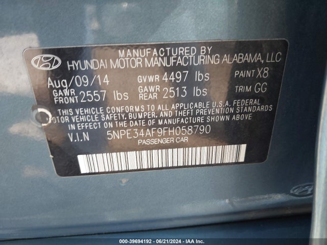 Hyundai Sonata Sport 2015 5NPE34AF9FH058790 Image 9