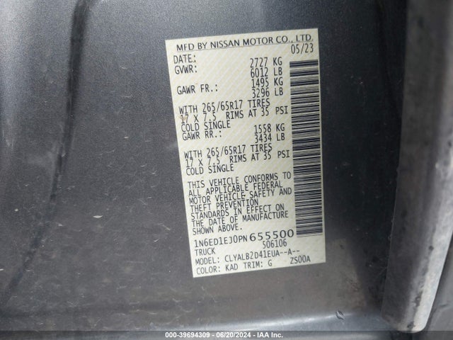 Nissan Frontier Sv 4x2 2023 1N6ED1EJ0PN655500 Image 9