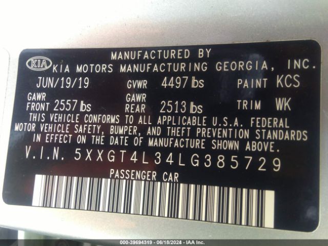 5XXGT4L34LG385729 KIA Optima Lx