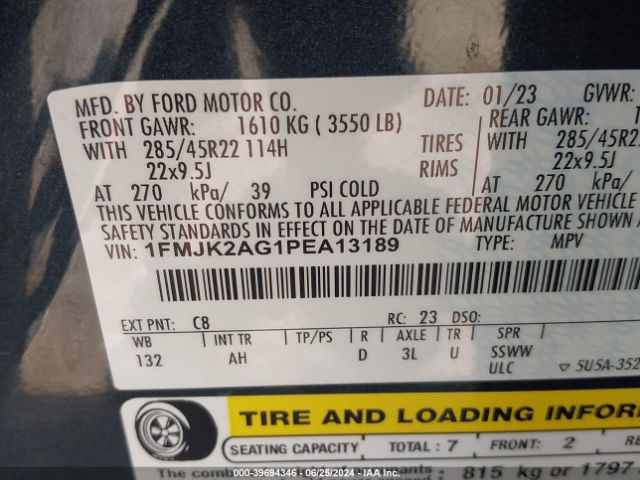 1FMJK2AG1PEA13189 Ford Expedition Limited Max
