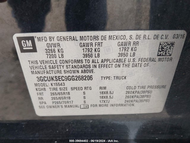 Chevrolet Silverado 1500 2lz 2016 3GCUKSEC9GG268206 Image 9