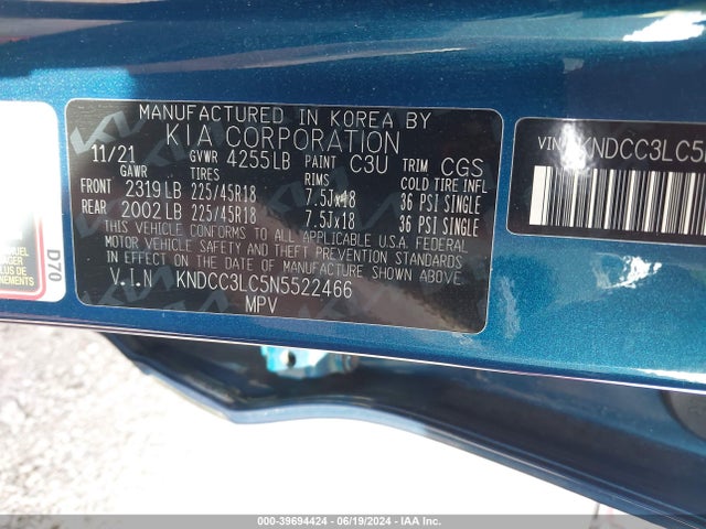 KIA Niro Touring Se 2022 KNDCC3LC5N5522466 Image 9