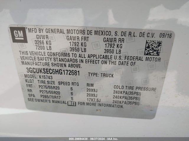 Chevrolet Silverado 1500 2lz 2017 3GCUKSEC6HG172681 Image 9