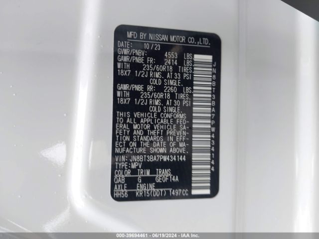 JN8BT3BA7PW434144 Nissan Rogue Sv Fwd