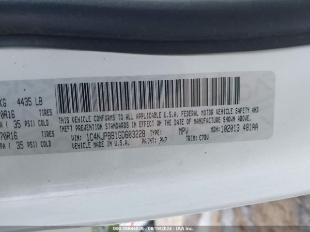 1C4NJPBB1GD603228 Jeep Patriot Sport