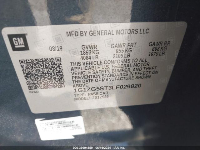 1G1ZG5ST3LF029820 Chevrolet Malibu Fwd Rs