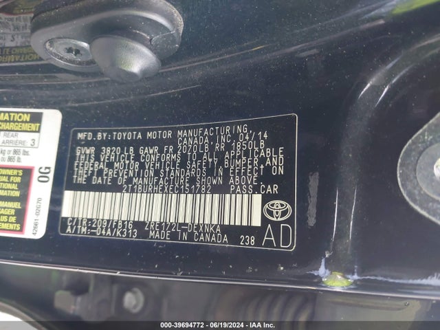 Toyota COROLLA LE 2014 2T1BURHEXEC151782 Image 9
