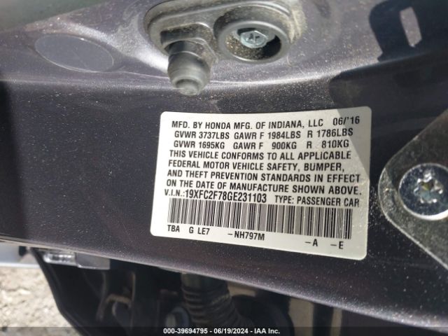 19XFC2F78GE231103 Honda CIVIC EX