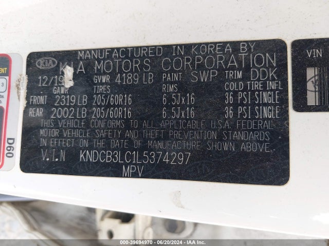 KIA Niro Lxs 2020 KNDCB3LC1L5374297 Image 9