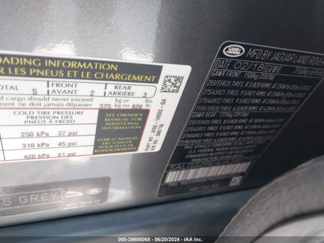 SALGS2RE4JA396716 Land Rover Range Rover 5.0l V8 Supercharged