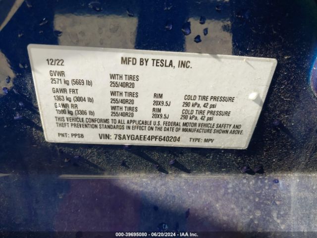 2023 TESLA MODEL Y 7SAYGAEE4PF640204 Photo 8