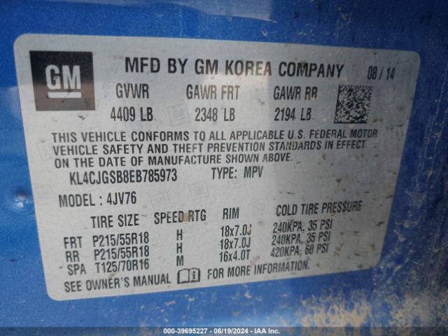 KL4CJGSB8EB785973 Buick Encore Leather