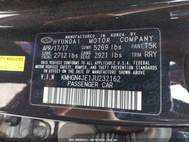 KMHGN4JE1JU232162 Genesis G80 3.8