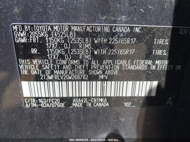 Toyota Rav4 Xle 2016 2T3WFREV2GW268782 Image 9