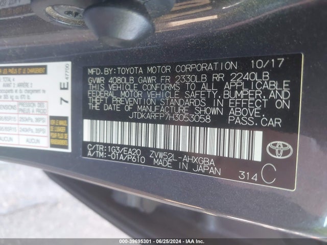 Toyota Prius Prime Premium 2017 JTDKARFP7H3053058 Image 9