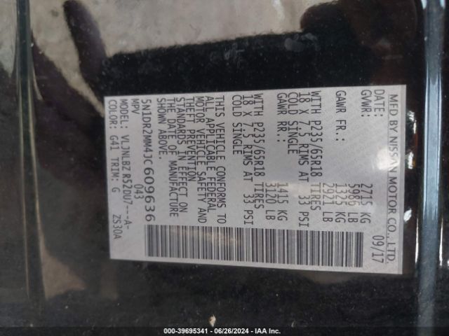 5N1DR2MM4JC609636 Nissan Pathfinder S